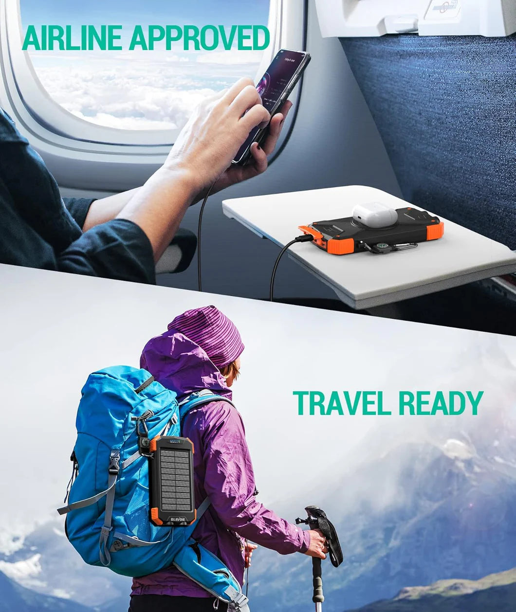 Wireless Solar Panel Power Bank 48000 mAh