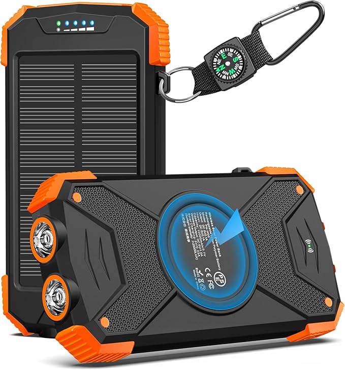 Wireless Solar Panel Power Bank 48000 mAh